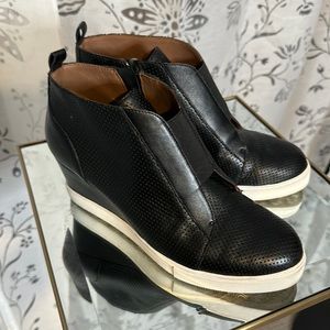 Paolo Platform Wedge Sneaker Black & White 7.5